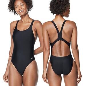 Speedo Women's Size 6 Swimsuit One Piece Prolt Super Pro Solid Adult Black
